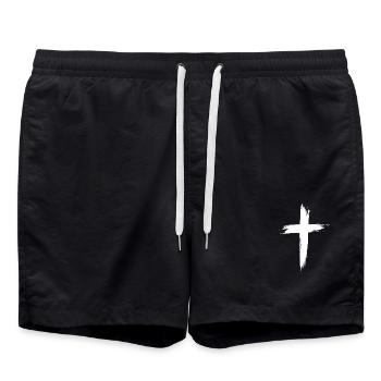 Christian Cross - Swim Trunks - black - Front - AI Model Male 185 light (185cm)