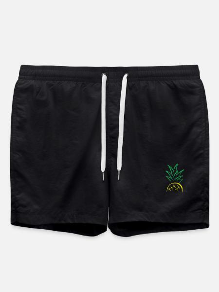 Pineapple Sketch – Fresh Fruit Graphic - Swim Trunks - black