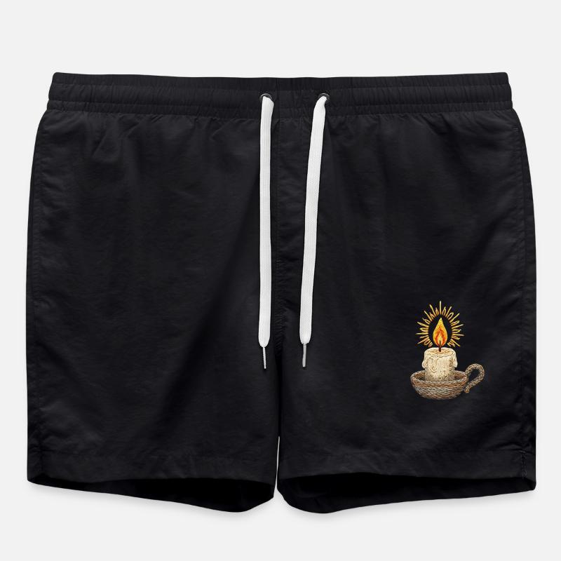 Embroidered candle – atmospheric light design - Swim Trunks - black
