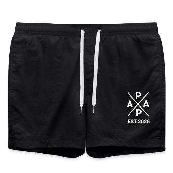 Papa Est. 2026 Vater seit 2026 Werdender Papa 2026 - Badeshorts - Schwarz - Vorne - AI Model Male 185 light (185cm)