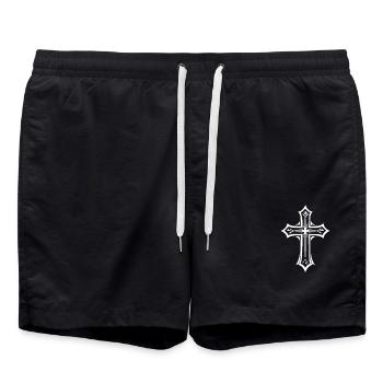 Christian Cross - Swim Trunks - black - Front - AI Model Male 185 light (185cm)