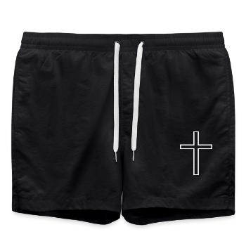 Christian Cross - Swim Trunks - black - Front - AI Model Male 185 light (185cm)