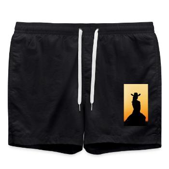 Western Rider Coucher de soleil - Short de bain - noir - Devant - AI Model Male 185 light (185cm)
