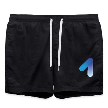 Abstract 1, modern & digital - Swim Trunks - black - Front - AI Model Male 185 light (185cm)