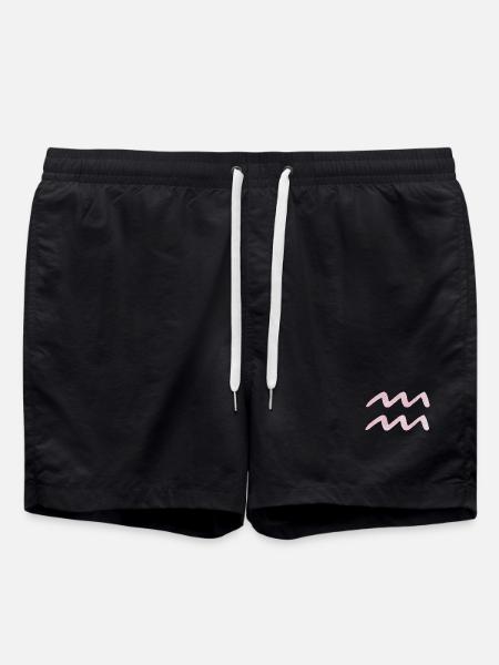 Aquarius Zodiac Sign - Swim Trunks - black