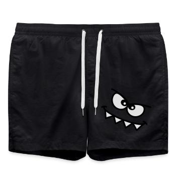 Evil Peeping Cartoon Monster Face Sharp Teeth - Swim Trunks - black - Front - AI Model Male 185 light (185cm)