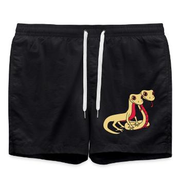 couple 2 amis équipe couples amour visage serpent - Short de bain - noir - Devant - AI Model Male 185 light (185cm)