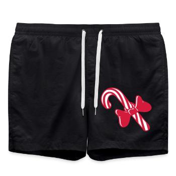 bonbons cadeau de noël canne à sucre délicieux - Short de bain - noir - Devant - AI Model Male 185 light (185cm)