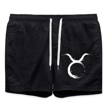 Sternzeichen Stier Taurus Design Symbol Weiß - Badeshorts - Schwarz - Vorne - AI Model Male 185 light (185cm)