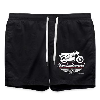 Ostmoped DDR s51 VEB Feinstaubterrorist - Badeshorts - Schwarz - Vorne - AI Model Male 185 light (185cm)