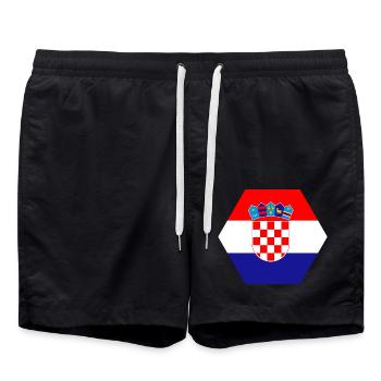 Losange Croatie patrie amour cadeau rétro - Short de bain - noir - Devant - AI Model Male 185 light (185cm)