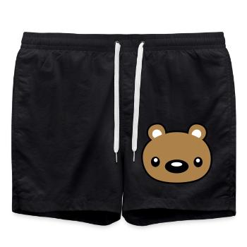 nounours visage tête douillet - Short de bain - noir - Devant - AI Model Male 185 light (185cm)