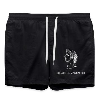to err is human white - Swim Trunks - black - Front - AI Model Male 185 light (185cm)