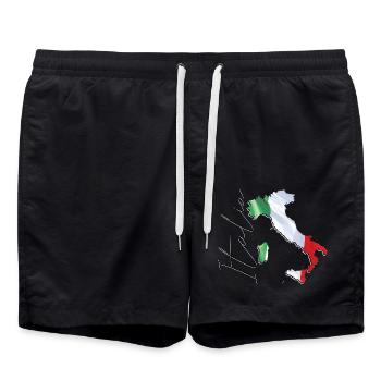 Italy Flag in Italy Map IT - Swim Trunks - black - Front - AI Model Male 185 light (185cm)
