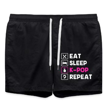 K-Pop - Badeshorts - Schwarz - Vorne - AI Model Male 185 light (185cm)