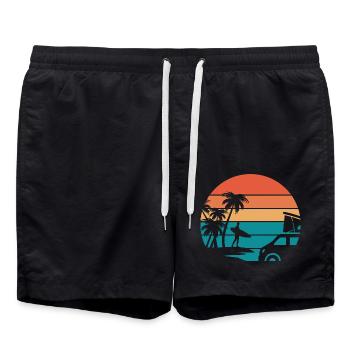 surfer surfing gift sport surfing man woman - Swim Trunks - black - Front - AI Model Male 185 light (185cm)