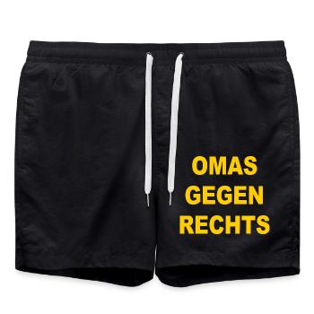 omas gegen rechts - Badeshorts - Schwarz - Vorne - AI Model Male 185 light (185cm)