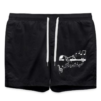 Notes musicales Musique Musiciens Clés de notes - Short de bain - noir - Devant - AI Model Male 185 light (185cm)