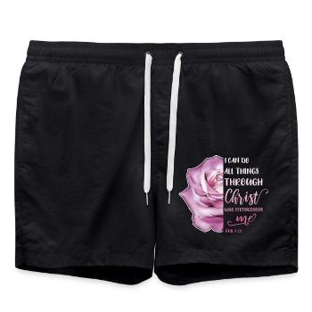 I Can Do All Things Through Christ LGBT Jesus - Badeshorts - Schwarz - Vorne - AI Model Male 185 light (185cm)