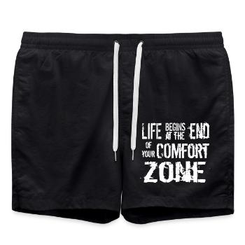 life begins at the end of your comfort zone - Badeshorts - Schwarz - Vorne - AI Model Male 185 light (185cm)