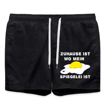 Zuhause Ist Wo Mein Spiegelei Ist Eierfan - Badeshorts - Schwarz - Vorne - AI Model Male 185 light (185cm)
