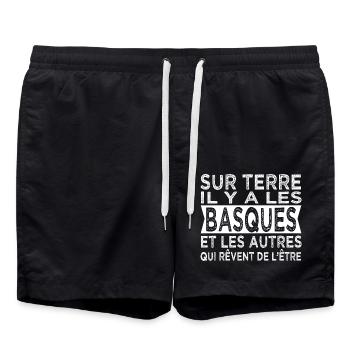 sur terre les Basques Humour Pays Basque - Short de bain - noir - Devant - AI Model Male 185 light (185cm)
