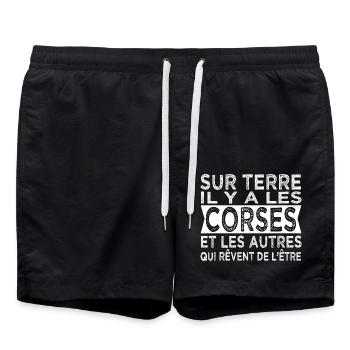 sur terre les Corses et les autres Humour Corse - Short de bain - noir - Devant - AI Model Male 185 light (185cm)