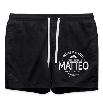 Mattéo cadeau shirt personnalisé prénom mattéo - Short de bain - noir - Devant - AI Model Male 185 light (185cm)