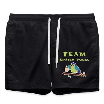 Morgenmuffel Schlafshirt - Badeshorts - Schwarz - Vorne - AI Model Male 185 light (185cm)