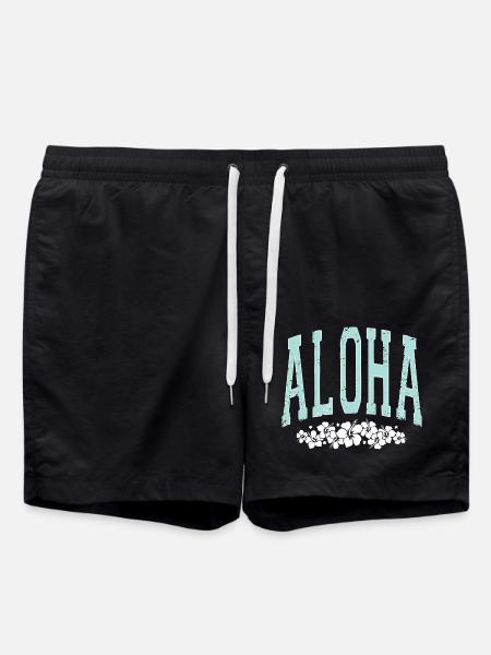 Aloha - Hibiscus - Surfin Summer - Swim Trunks - black