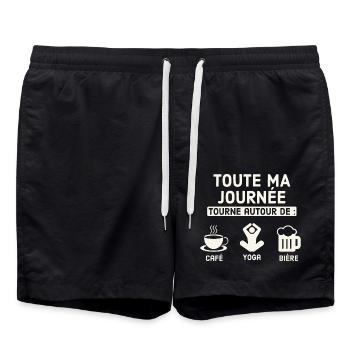Ma journée café yoga picole - Short de bain - noir - Devant - AI Model Male 185 light (185cm)