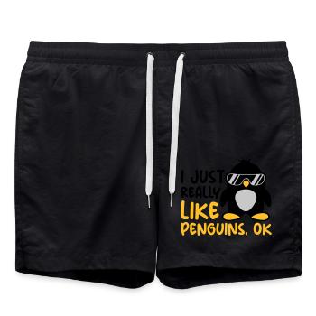 I just like penguins - Badeshorts - Schwarz - Vorne - AI Model Male 185 light (185cm)