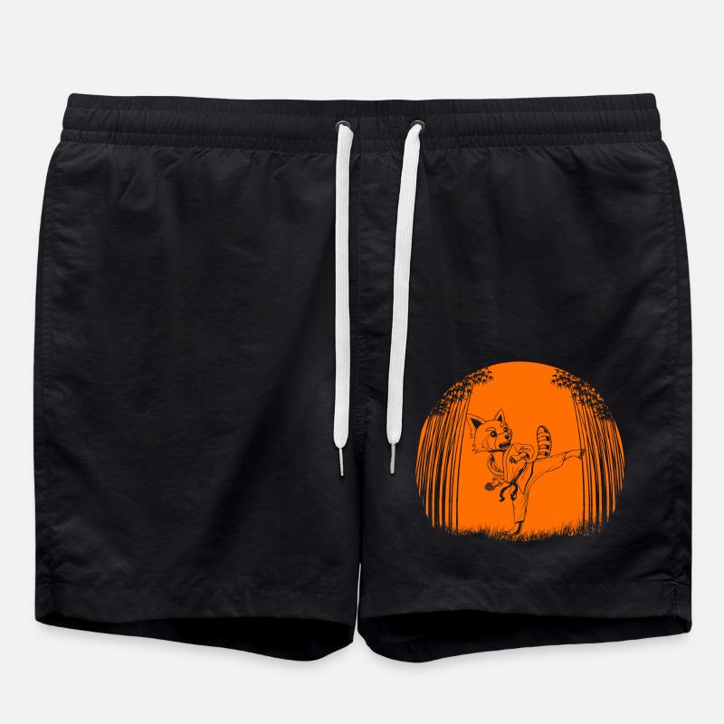Roter Panda - Badeshorts - Schwarz
