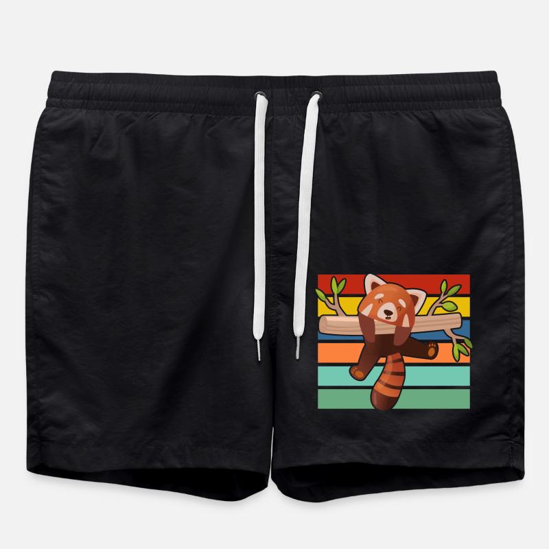 Roter Panda - Badeshorts - Schwarz