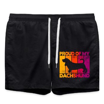 Stolz auf meinen Dackel - Badeshorts - Schwarz - Vorne - AI Model Male 185 light (185cm)