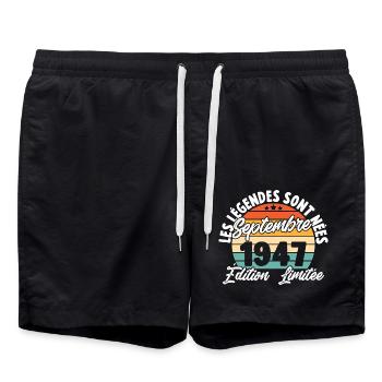 Cadeau Les légendes sont nées en Septembre 1947 - Short de bain - noir - Devant - AI Model Male 185 light (185cm)