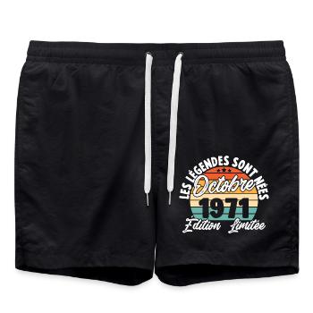 Cadeau Les légendes sont nées en Octobre 1971 - Short de bain - noir - Devant - AI Model Male 185 light (185cm)