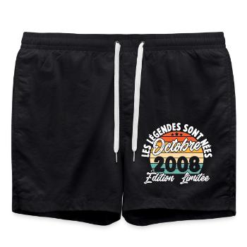 Cadeau Les légendes sont nées en Octobre 2008 - Short de bain - noir - Devant - AI Model Male 185 light (185cm)