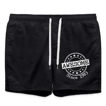 Jahrgang 1983 40. Geburtstag Hochzeitstag Jubiläum - Badeshorts - Schwarz - Vorne - AI Model Male 185 light (185cm)
