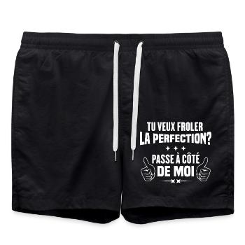 Tu veux froler la perfection passe à côté de moi - Short de bain - noir - Devant - AI Model Male 185 light (185cm)