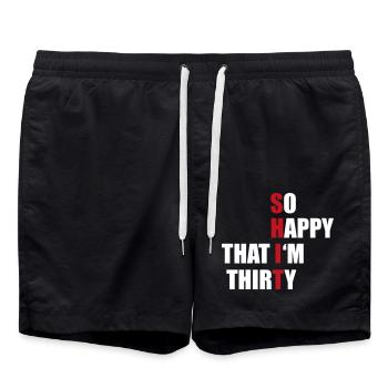 30 - Badeshorts - Schwarz - Vorne - AI Model Male 185 light (185cm)