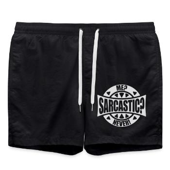 me sarcastic never quote - Swim Trunks - black - Front - AI Model Male 185 light (185cm)