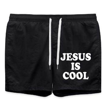 Jesus is cool - Swim Trunks - black - Front - AI Model Male 185 light (185cm)