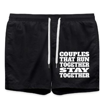 Jogger Couples Jogging Couples Running Marriage Running - Swim Trunks - black - Front - AI Model Male 185 light (185cm)