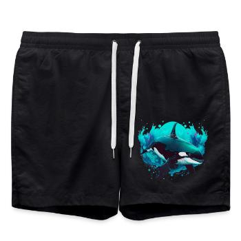 Orca Ozean Wal für einen Orca-Liebhaber und - Badeshorts - Schwarz - Vorne - AI Model Male 185 light (185cm)