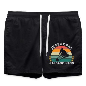 Je peux pas j' ai badminton cadeau badiste vintage - Short de bain - noir - Devant - AI Model Male 185 light (185cm)