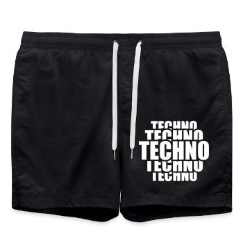 Techno Love Citation Dire Musique Fête Célébrer Logo - Short de bain - noir - Devant - AI Model Male 185 light (185cm)