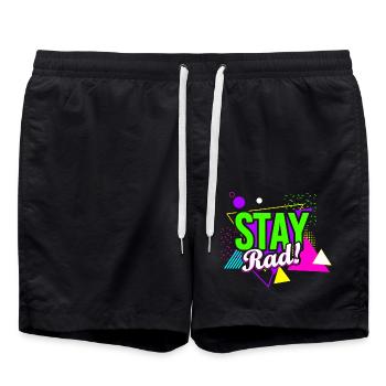 Stay Rad! Retro Vibes - Badeshorts - Schwarz - Vorne - AI Model Male 185 light (185cm)