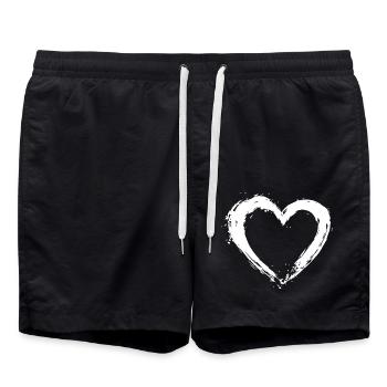 Herz Symbol Liebe Valentinstag Geschenk - Badeshorts - Schwarz - Vorne - AI Model Male 185 light (185cm)
