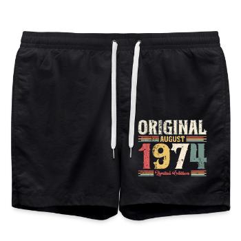 50e anniversaire Original août 1974 Né en 1974 - Short de bain - noir - Devant - AI Model Male 185 light (185cm)